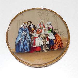 French Dragee Box with Baptism Scene