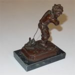 French Bronze Mednat Boy with Chick