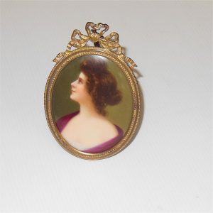 French Framed Porcelain Plaque Miniature Portrait Woman c1900 - Image 2