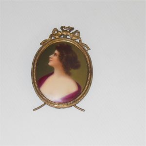 French Framed Porcelain Plaque Miniature Portrait Woman c1900 - Image 5