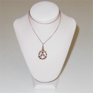 Art Nouveau 9ct Amethyst Pendant 9ct Gold Chain