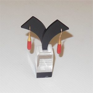 Vintage Coral Drop Earrings 9ct Gold