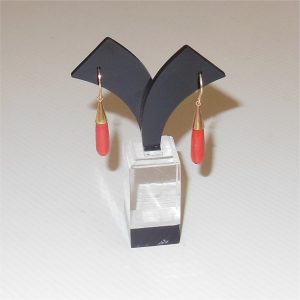 Vintage Coral Drop Earrings 9ct Gold - Image 2