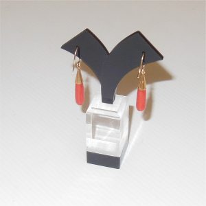 Vintage Coral Drop Earrings 9ct Gold - Image 4