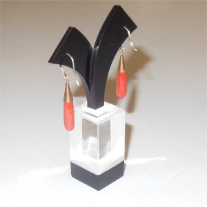 Vintage Coral Drop Earrings 9ct Gold