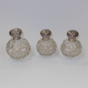 Perfume Bottle Trio Sterling Silver Caps Birmingham 1904