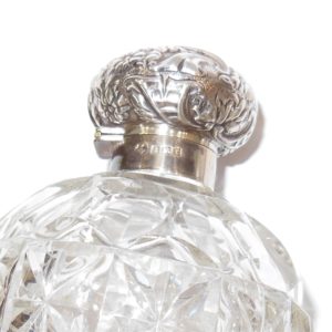 Perfume Bottle Trio with Sterling Silver Caps Birmingham 1904 - Image 6