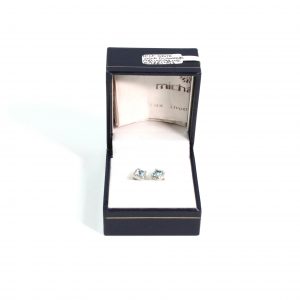 White Gold Diamond and Aquamarine Earrings