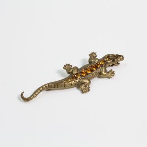 Art Deco Amber paste set Alligator Brooch