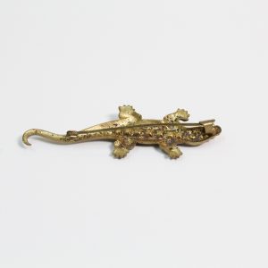 Art Deco Amber paste set Alligator Brooch