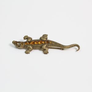 Art Deco Amber paste set Alligator Brooch