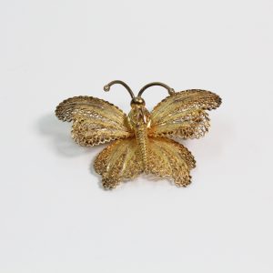 Gilded Sterling Silver Filigree Butterfly Brooch