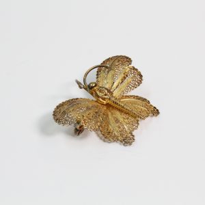 Gilded Sterling Silver Filigree Butterfly Brooch