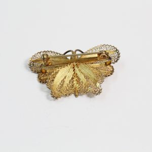 Gilded Sterling Silver Filigree Butterfly Brooch