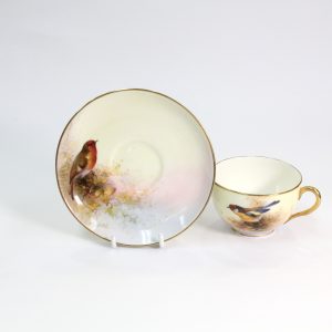 Royal Worcester Cup and Saucer Signed-E.Barker