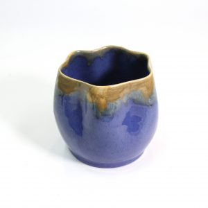 1930s Remued Vase in Duck Egg Blue and Yellow Glaze