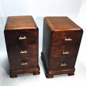 Pair of Art-Deco 3 drawer beside cabinets