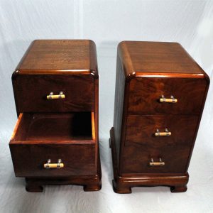 Pair of Art-Deco 3 drawer beside cabinets