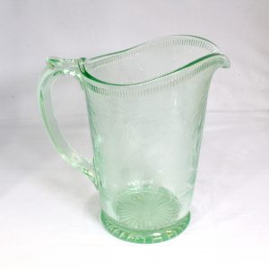 Uranium Glass Jug with fruit pattern design