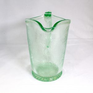 Uranium Glass Jug with fruit pattern design