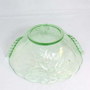 Uranium glass serving fruit bowl
