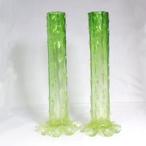 Green Glass/Uranium specimen vases