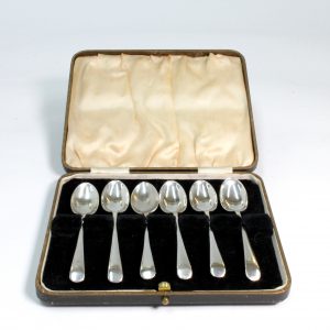 Boxed Set of 10 Sterling Silver Coffee Spoons 1930