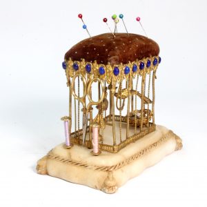 Palais Royal "Birds in a cage" Sewing Etui with Lapis Cabechon Stones