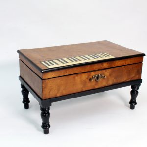 French Piano Sewing Box Mother of Pearl Tools