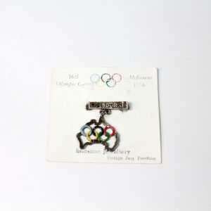 Olympic Badge on Card Melbourne 1956