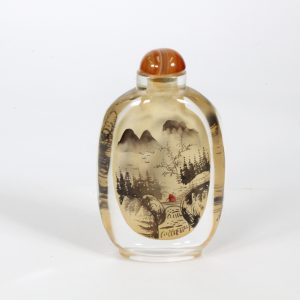 Large Snuff Bottle - Inside Painted Agate Stopper