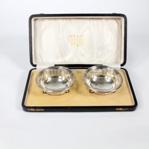 Boxed pair Sterling Silver Bon Bon Dishes W.Drummond Melbourne circa. 1928