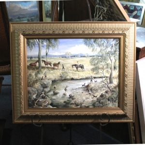 Australian Pair of Paintings, 1982, "The stepping stones" and "Bend in the Creek"