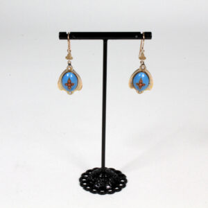 Antique blue enamel and coral earrings