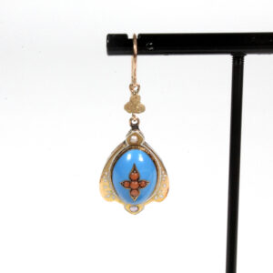 Antique blue enamel and coral earrings