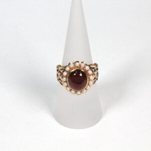 Antique Garnet and split pearl ring