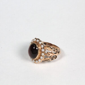 Antique Garnet and split pearl ring