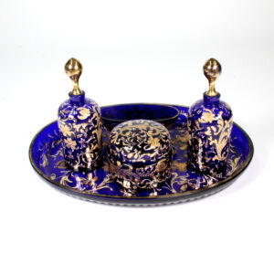 Dressing Table Set Blue Enamelled - perfume bottles