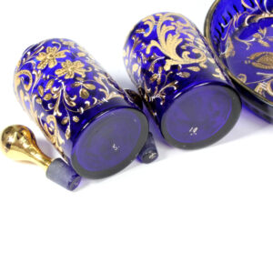 Dressing Table Set Blue Enamelled - perfume bottles