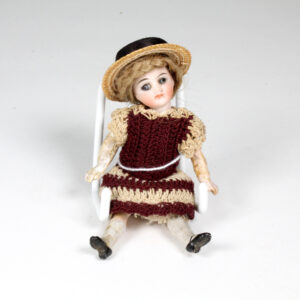 Antique German Doll in hand Crochet Dress